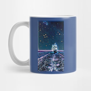 Boat and seagull - Night Mug